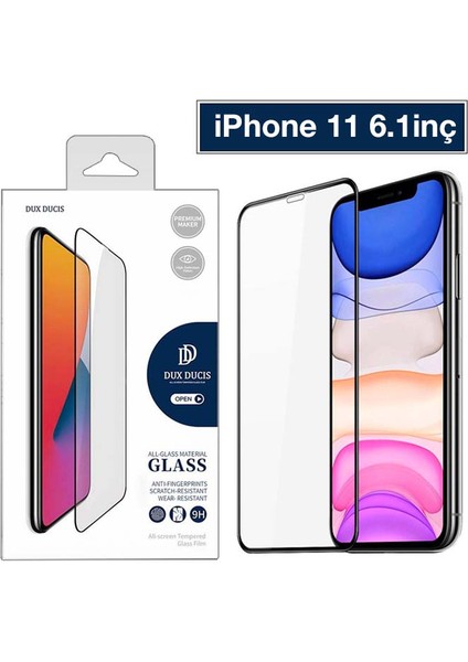 iPhone 11 6.1inç Tempered Cam Ekran Koruyucu 10D Full Kaplama