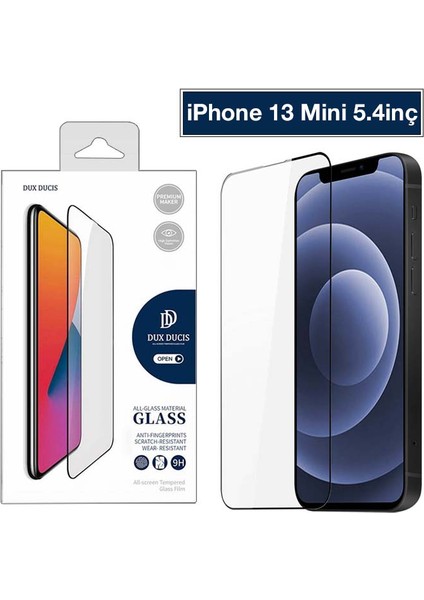 iPhone 13 Mini 5.4inç Tempered Cam Ekran Koruyucu 10D Full Kaplama