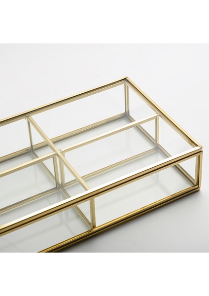 Çikolata Takı Aksesuar Makyaj Kutusu Cam Organizer Kapaklı Ham Pirinç Gold modelleri