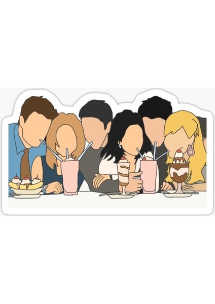 Friends Temalı Sticker Defter Ajanda Planner Laptop Sticker, 6 cm