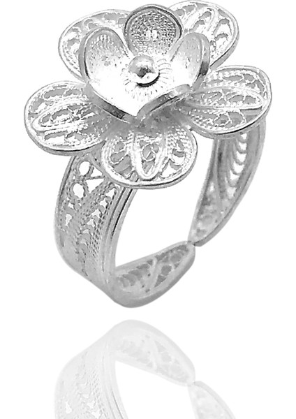 Papatya Model Elişçiliği 925 Ayar Telkari Gümüş Yüzük