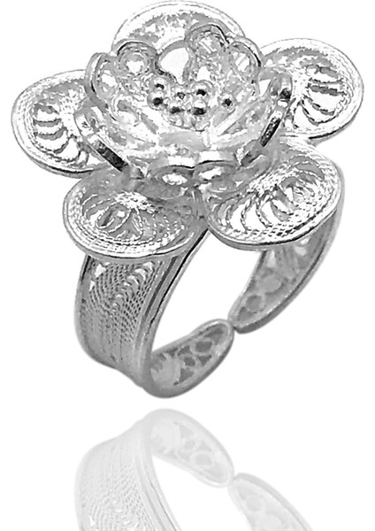 Çiçek Model Elişçiliği 925 Ayar Telkari Gümüş Yüzük