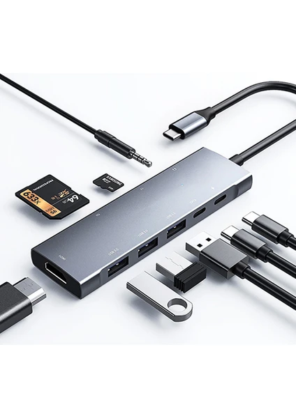 9 In1 Type C Hub 4K 30hz Ethernet,hdmi USB 3.0,sd,pd Adaptör AL-34843