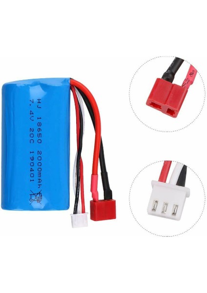Wltoys Uyumlu 7.4V 18650 Li-On 15C 2000 Mah T-Plug Soketli Oyuncak Pili