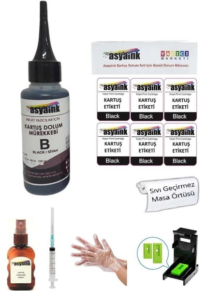 Hp 21, Hp 21XL Kartuş Uyumlu Siyah Kartuş Dolum Seti