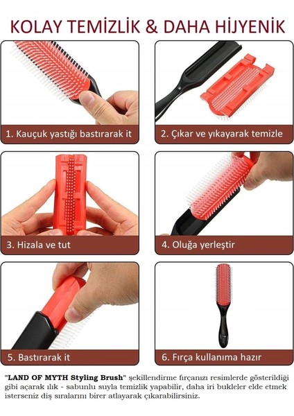 - LOM1212 Styling Brush, 9 Sıra Şekillendirme Fırçası, Curly Girl Kıvırcık Kız Metodu Fırçası - Mor