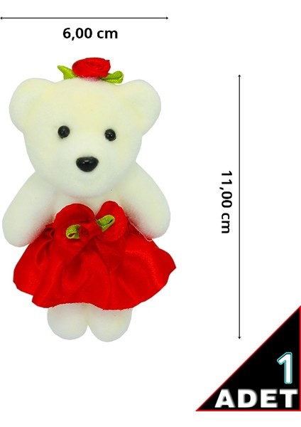 Minik Ayıcık Süs, 11cm x 6cm - Kırmızı - 1 Adet fiyatları