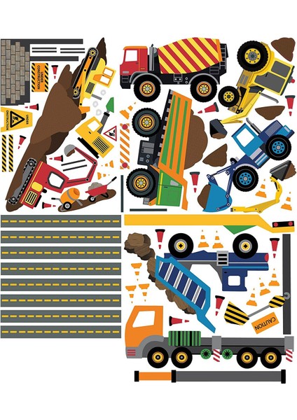 Iş Makineleri Şantiye Sahası Xl Erkek Çocuk Odası Duvar Sticker fiyatları