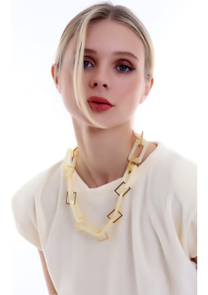 Özel Tasarım Candy and Chic Spor Zarif ve Şık Asetat Zincir Kolye