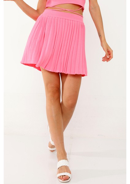 Özel Tasarım Beli Lastikli Pileli Rahat ve Şık Triko Mini Etek fırsatları