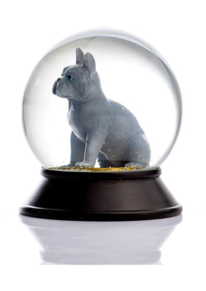 Cam ve Reçine Altın Patiler French Bulldog (Gri) Kar Küresi modelleri