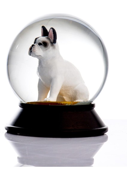 Cam ve Reçine Altın Patiler French Bulldog (Beyaz) Kar Küresi modelleri