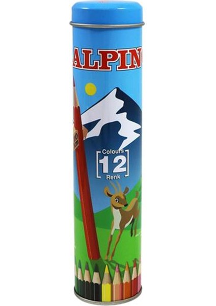 Dolphin Alpino Tüp 12 Renk Uzun Kuru Boya Kalemi AL-790 Kuru Boya Kalemi