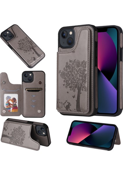 Kedi Ağacı Kabartma Desen Kılıf iphone 13 Mini Gri fiyatları