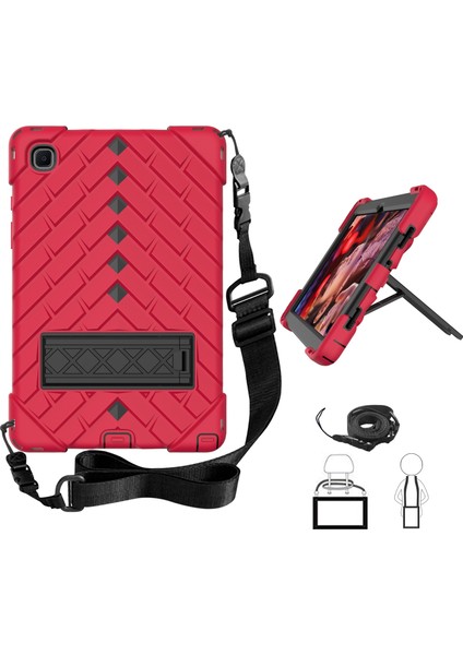 Samsung Galaxy Tab A7 10.4 Için Rhombus Robot Kılıfı (2020) Kırmızı + Siyah fiyatları