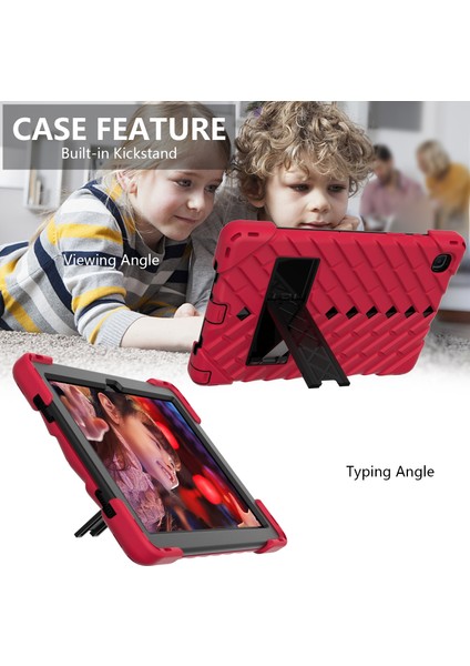 Samsung Galaxy Tab A7 10.4 Için Rhombus Robot Kılıfı (2020) Kırmızı + Siyah fırsatları