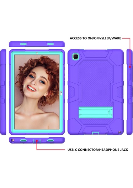 Samsung Galaxy Tab A7 10.4 (2020) T500 / T505 Kılıfı Mor Nane Yeşili modelleri