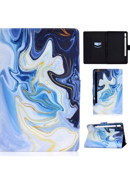 Samsung Galaxy Tab S7 11.0 T870 Renkli Çizim Kılıfı Mavi Mermer fiyatları