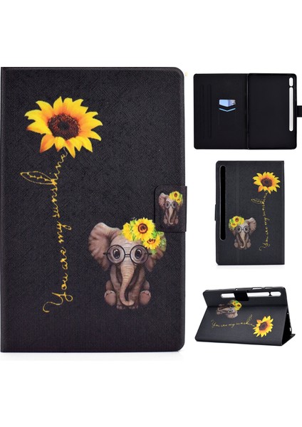 Samsung Galaxy Tab S7 11.0 T870 Renkli Çizim Kılıfı Krizantem Fil modelleri