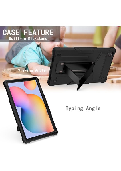 Samsung Galaxy Tab A7 10.4 (2020) T-Şekilli Tutucu Kılıf Siyah + Siyah