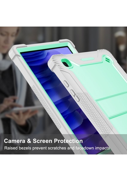 Samsung Galaxy Tab A7 10.4 (2020) Silikon + Pc Kılıfı Gri + Yeşil