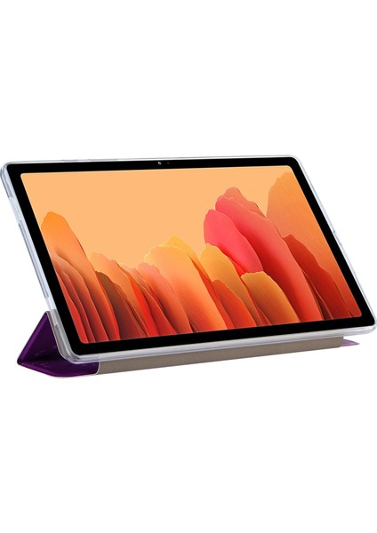 Samsung Galaxy Tab A7 10.4 (2020) Deri Kılıf Mor Kelebekler(Yurt Dışından)