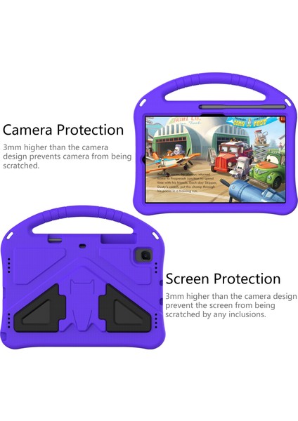 Galaxy Tab A7 10.4 (2020) T500 Eva Düz Anti Düşen Koruyucu Kılıf Kabuğu Tutucu Mor fırsatları