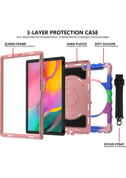 Samsung Galaxy Tab A7 2020 Için Silikon + Pc Kılıfı Renkli + Gül Altın fırsatları