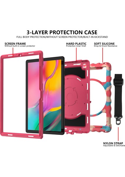 Samsung Galaxy Tab A7 2020 Için Silikon + Pc Kılıfı Renkli + Sıcak Pembe fırsatları