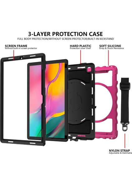 Samsung Galaxy Tab A7 2020 Için Silikon + Pc Kılıfı Sıcak Pembe fırsatları