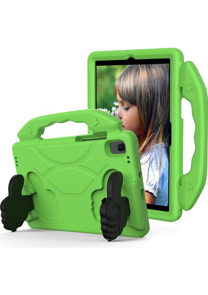 Samsung Galaxy Tab A7 10.4 (2020) T500 / T505 Eva Anti Düşen Kapak ile Başparmak Braketi Yeşil