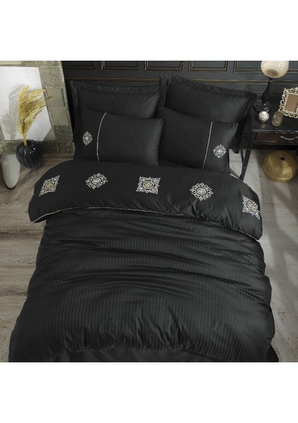 Elegant Zeugma Lacivert - Çift Kişilik Nakışlı Saten Nevresim Takımı fiyatları