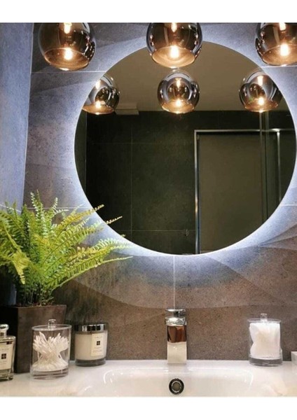 70 cm Çapında Beyaz Ledli Banyo Aynası Konsol Makyaj Aynası 70 cm Düz fiyatları
