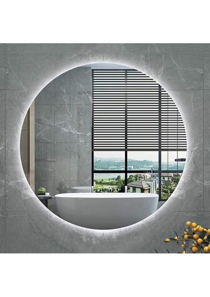 70 cm Çapında Beyaz Ledli Banyo Aynası Konsol Makyaj Aynası 70 cm Düz modelleri