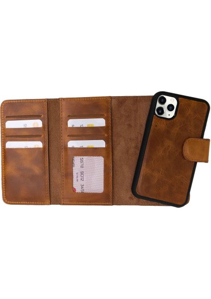 iPhone Pro Uyumlu Deri Cüzdanlı Kılıf Santa Taba