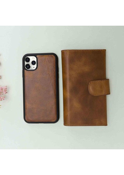 iPhone Pro Uyumlu Deri Cüzdanlı Kılıf Santa Taba