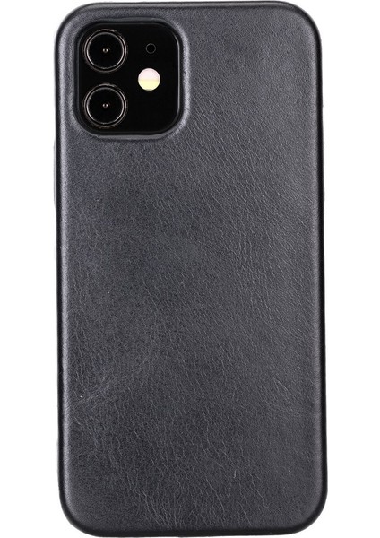 iPhone 12 Uyumlu Deri Arka Kapak Rock Rst1 Siyah