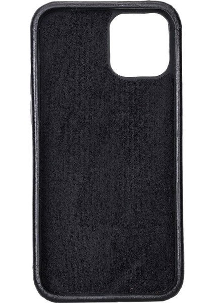 iPhone 12 Uyumlu Deri Arka Kapak Rock Rst1 Siyah modelleri