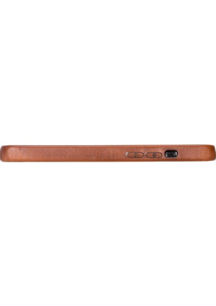 iPhone 12 Pro Max Uyumlu Deri Arka Kapak Rock RST2EF Taba