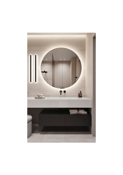 70 Çap Ledli Yuvarlak Ayna Banyo Aynası Günışığı LED 70 cm