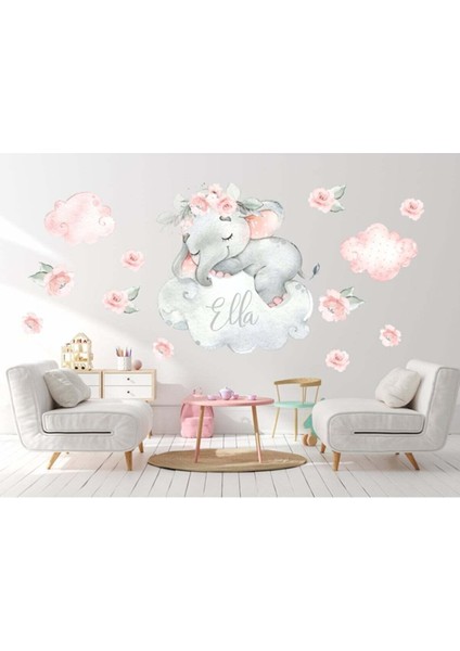 Uyuyan Yavru Fil Watercolor Duvar Sticker Seti fiyatları