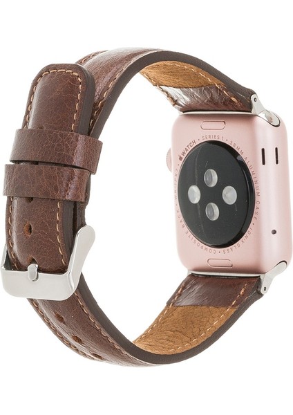 Apple Watch Uyumlu Deri Kordon 42-44-45MM Vs5 Kahverengi