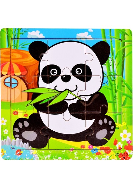 Sevimli Karikatür Desenli 9 Parça Ahşap Yapboz Eğitici Oyuncaklar - Panda (Yurt Dışından)