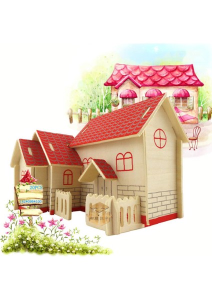 3D Yapboz Çocuklar Eğitim Oyuncak Ev - Kırmızı Ev (Yurt Dışından)