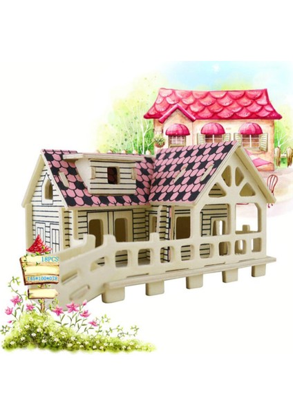 3D Yapboz Çocuklar Eğitim Oyuncak Ev - Kabin (Yurt Dışından)