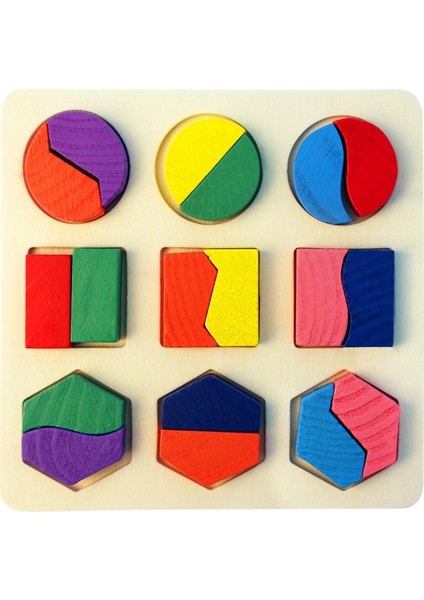 Ahşap Geometrik Şekil Plaka Renkli Yapı Taşı-Şekil Ayrışması (Yurt Dışından)