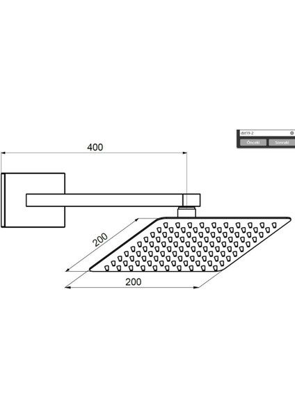 Ankastre Duş Başlığı Kare Slim Metal 20X20 cm Siyah fiyatları