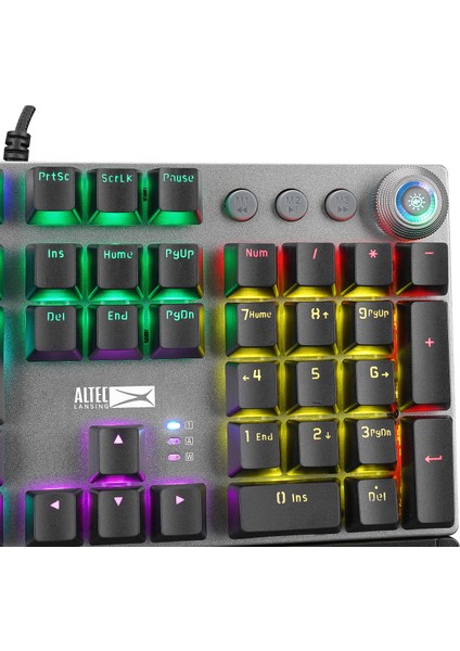 Altec Lansing ALGK8614GR Siyah/Gümüş RED SWITCH Rainbow Mekanik Gaming Oyuncu Klavye