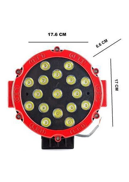 Off road sis lambası ledli 51watt 17 ledli kırmızı 4x4