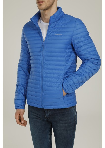 Perry Down Erkek Mavi Kapüşonlu Şişme Mont